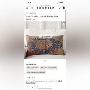 Pottery Barn Navin Printed Lumbar Pillow Cover 16”x26”